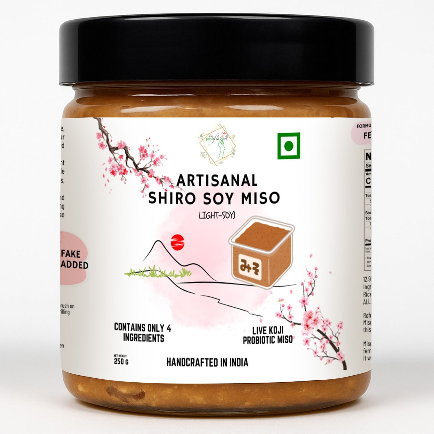 Alla's Posh Flavors Light Soy Miso Paste – Authentic Japanese Recipe | Handcrafted in India Under Japanese Miso Master | 100% Natural, Unpasteurized & Rich in Live Koji Probiotics (250 grams Jar)