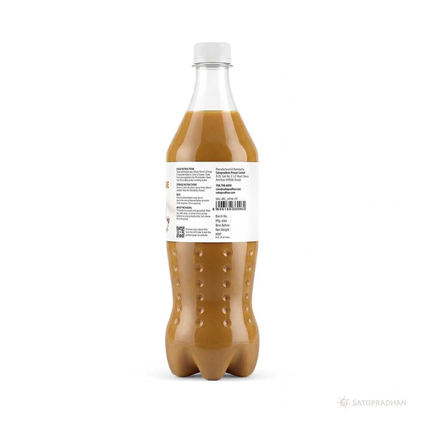 Natural Fruit & Vegetable Wash 750ml - Bioenzyme Based Produce Cleaner - Chemical-Free Vegetable Wash Liquid Cleaner