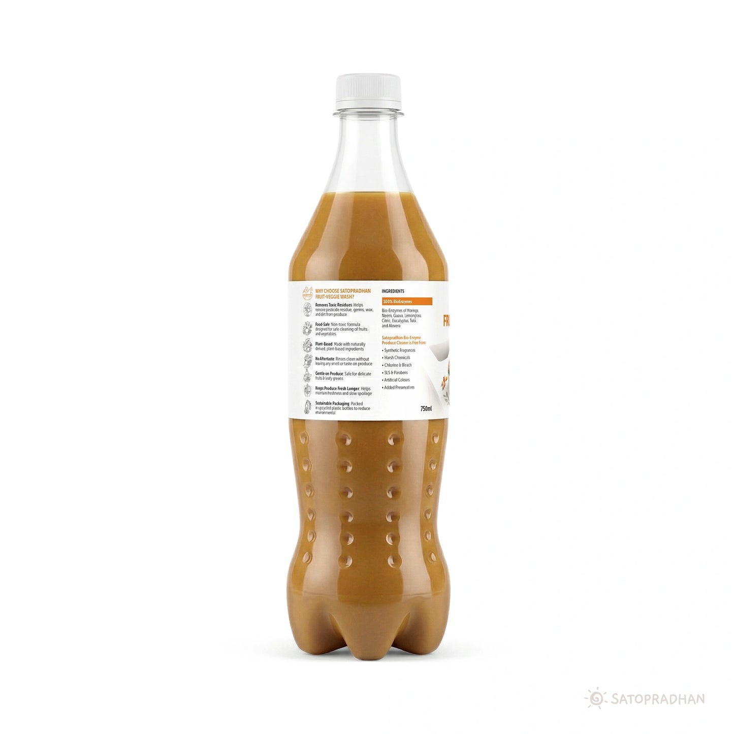 Natural Fruit & Vegetable Wash 750ml - Bioenzyme Based Produce Cleaner - Chemical-Free Vegetable Wash Liquid Cleaner