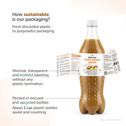 Natural Fruit & Vegetable Wash 750ml - Bioenzyme Based Produce Cleaner - Chemical-Free Vegetable Wash Liquid Cleaner