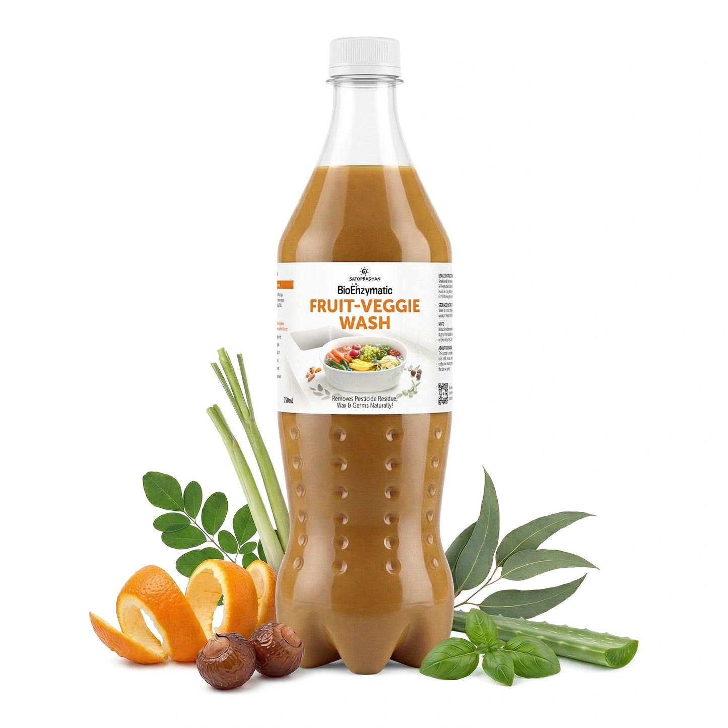 Natural Fruit & Vegetable Wash 750ml - Bioenzyme Based Produce Cleaner - Chemical-Free Vegetable Wash Liquid Cleaner