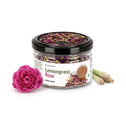 Lemongrass & Rose Herbal Infusion for Digestion, Relaxation & Skin Health - Caffeine-Free Loose Leaf Floral & Citrus Blend – 25g