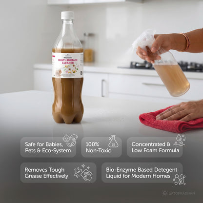Plant-Based Multi-Surface Cleaner 750 ml - Bio-Enzyme All-Purpose Cleaning Spray - Chemical-Free Glass Cleaner