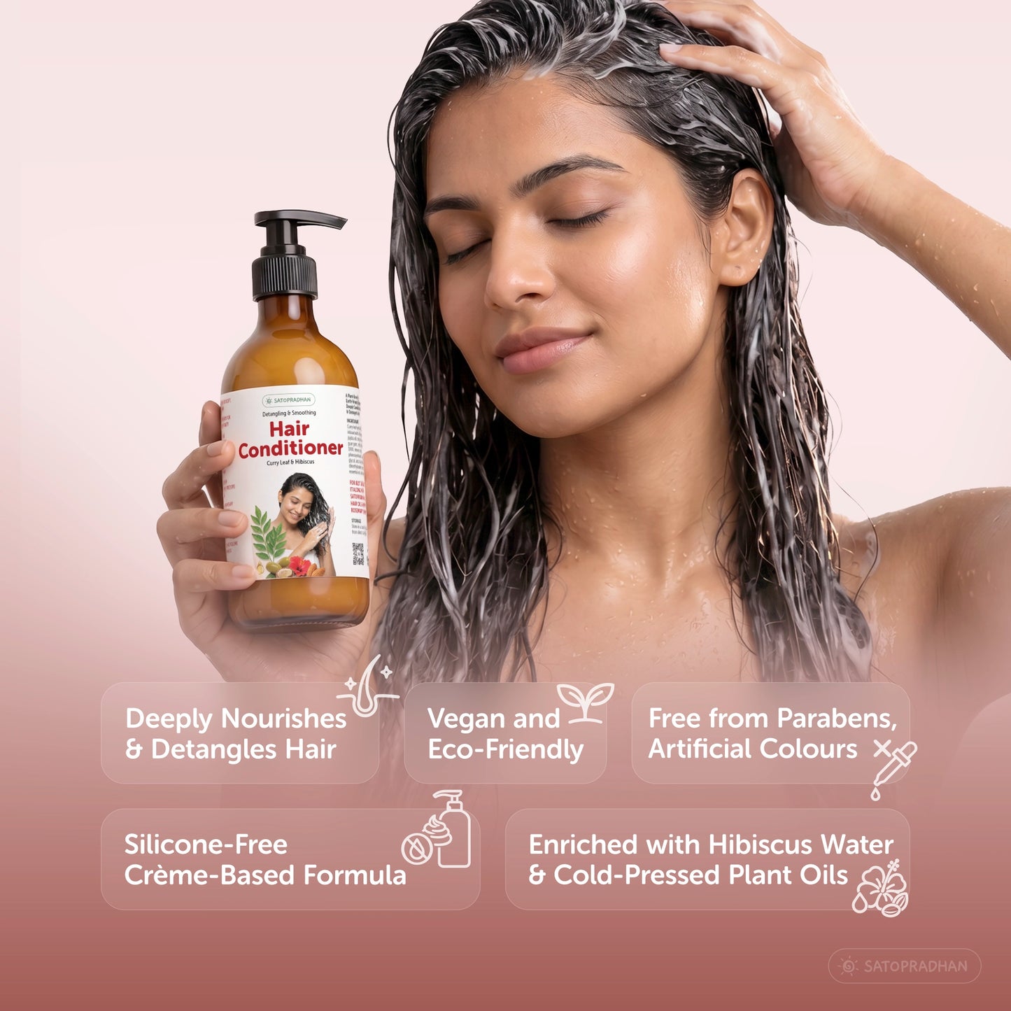 Moisturizing Hair Conditioner 200ml Glass Bottle - Post Wash Hair Conditioner - Nourishes & Detangles Hair - Best for Dry & Damaged Hair