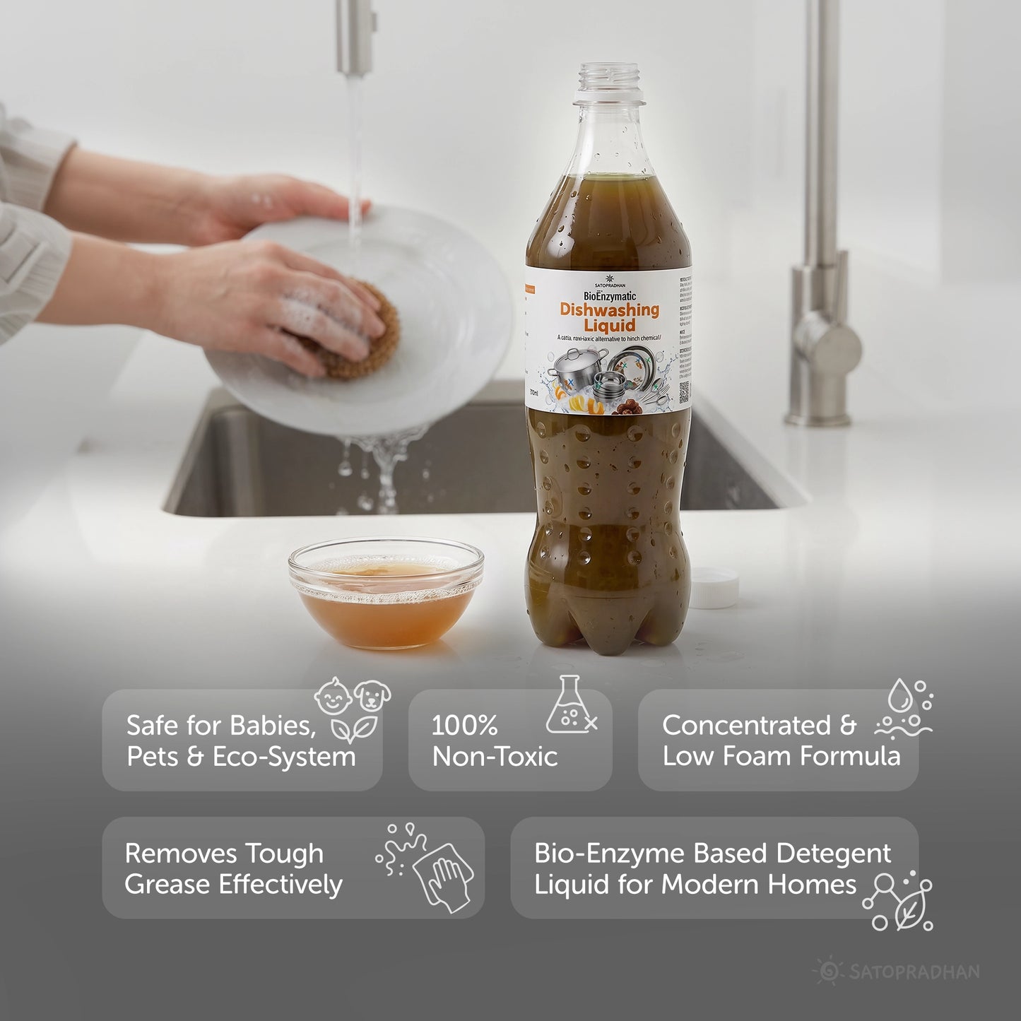 Bio Enzyme Dishwashing Liquid 750ml- Natural & Non-Toxic - Safe for Baby Bottles