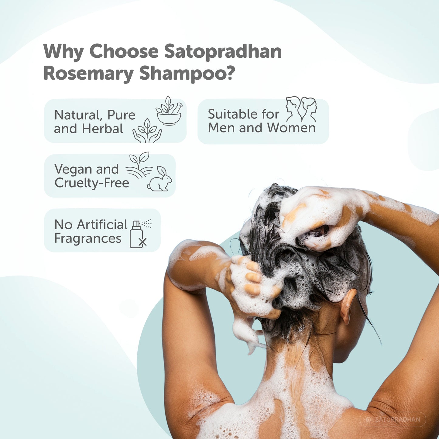 Saponified Rosemary Shampoo 200ml Glass Bottle - Mild, Natural & Eco-friendly - For Normal to Oily Hair Types - Sulphate & Paraben-free