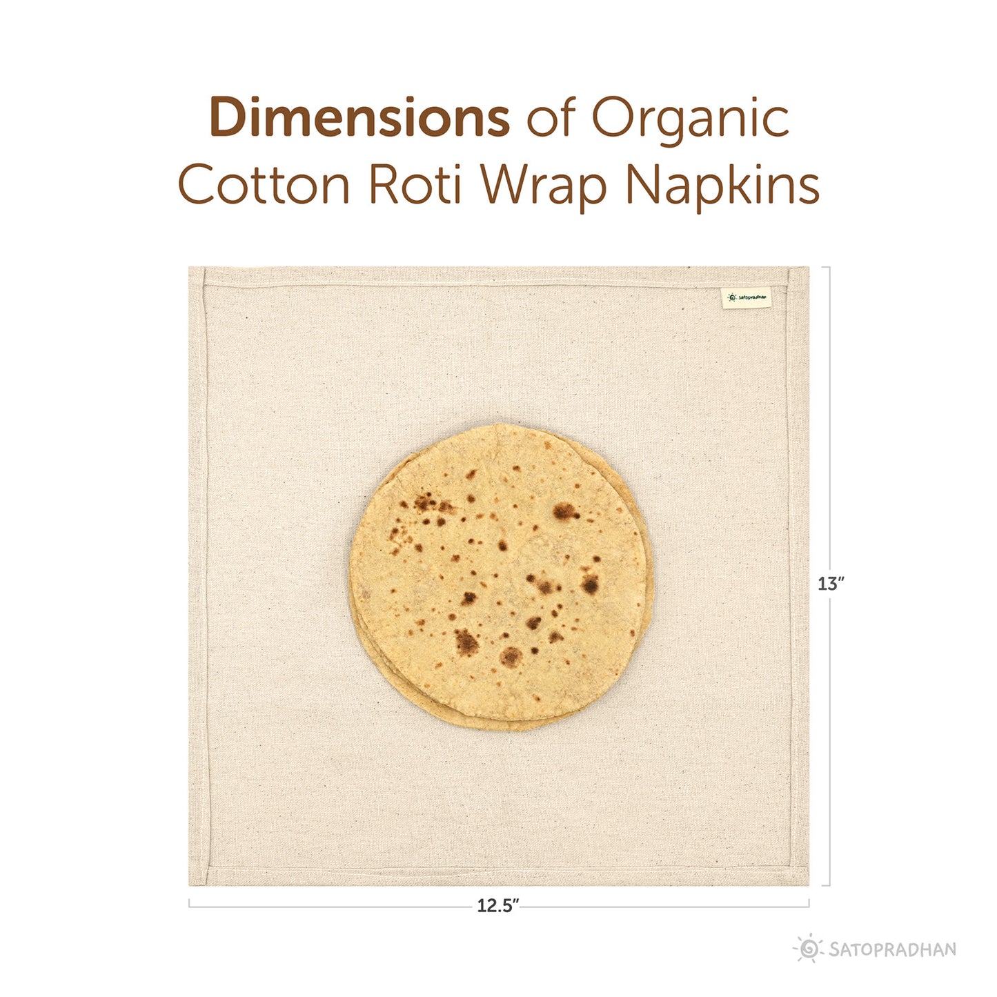 Chapati/Roti Wrap Cloth - Set of 6 Organic Cotton Roti Cover Rumals for Tiffin 12.5”x13” - Reusable Food Wrap - GOTS Certified Organic Cotton - Chapati Wrapping Cloth - Chapati Warmer Cloth - Cloth for Keeping Rotis