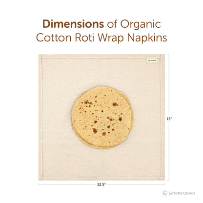 Chapati/Roti Wrap Cloth - Set of 6 Organic Cotton Roti Cover Rumals for Tiffin 12.5”x13” - Reusable Food Wrap - GOTS Certified Organic Cotton - Chapati Wrapping Cloth - Chapati Warmer Cloth - Cloth for Keeping Rotis