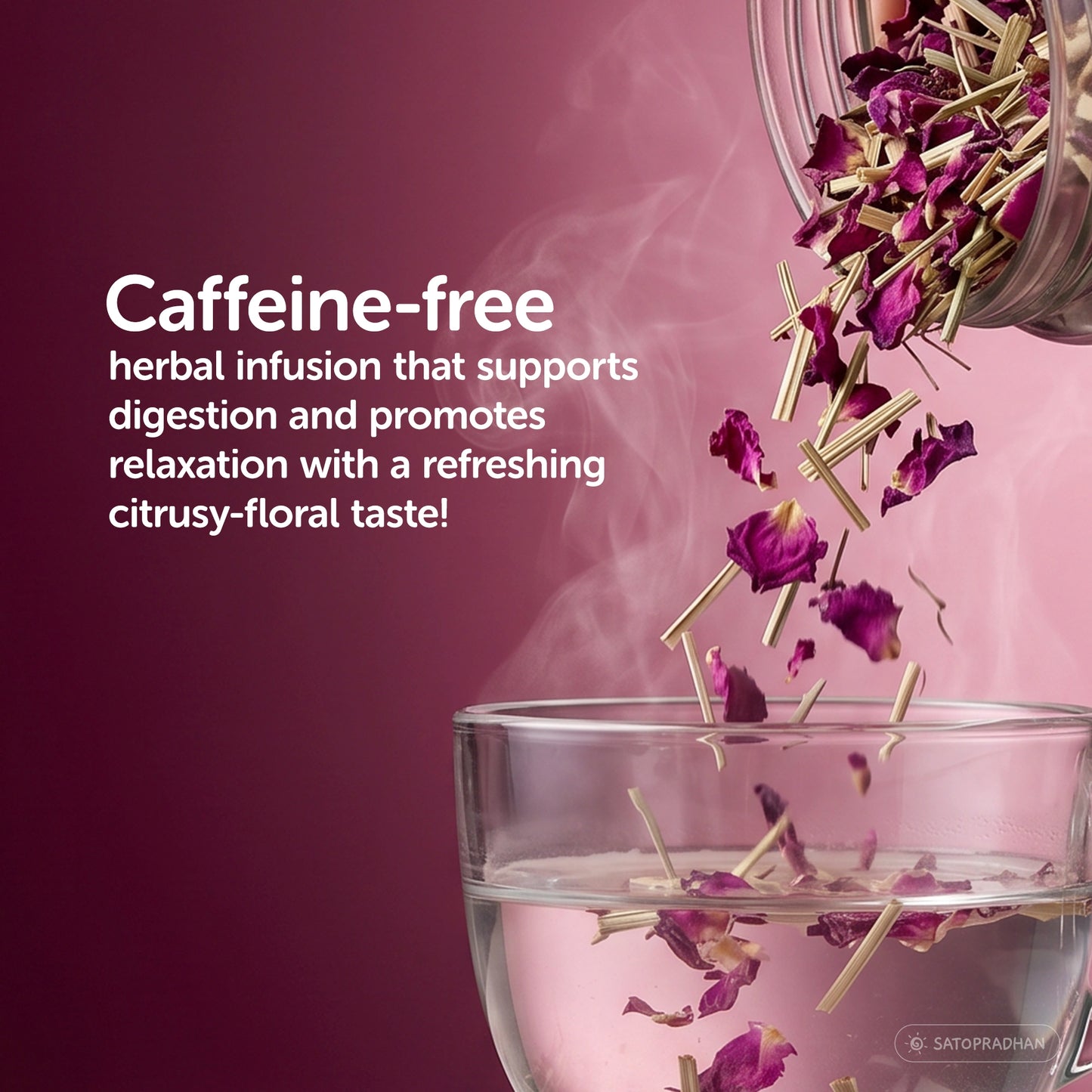 Lemongrass & Rose Herbal Infusion for Digestion, Relaxation & Skin Health - Caffeine-Free Loose Leaf Floral & Citrus Blend – 25g