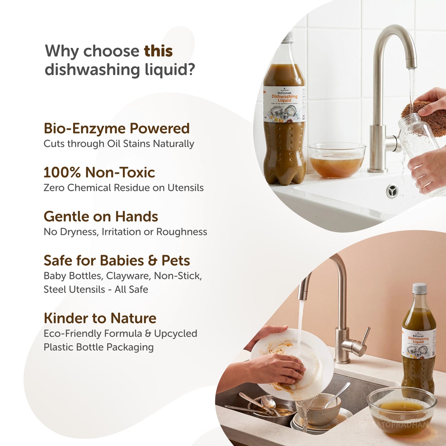 Bio Enzyme Dishwashing Liquid 750ml- Natural & Non-Toxic - Safe for Baby Bottles