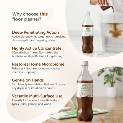 Natural Floor Cleaner Liquid 750ml- Bio-Enzyme Based, Non-Toxic & Eco-Friendly - Safe for Kids & Pets - Floor Cleaner Concentrate