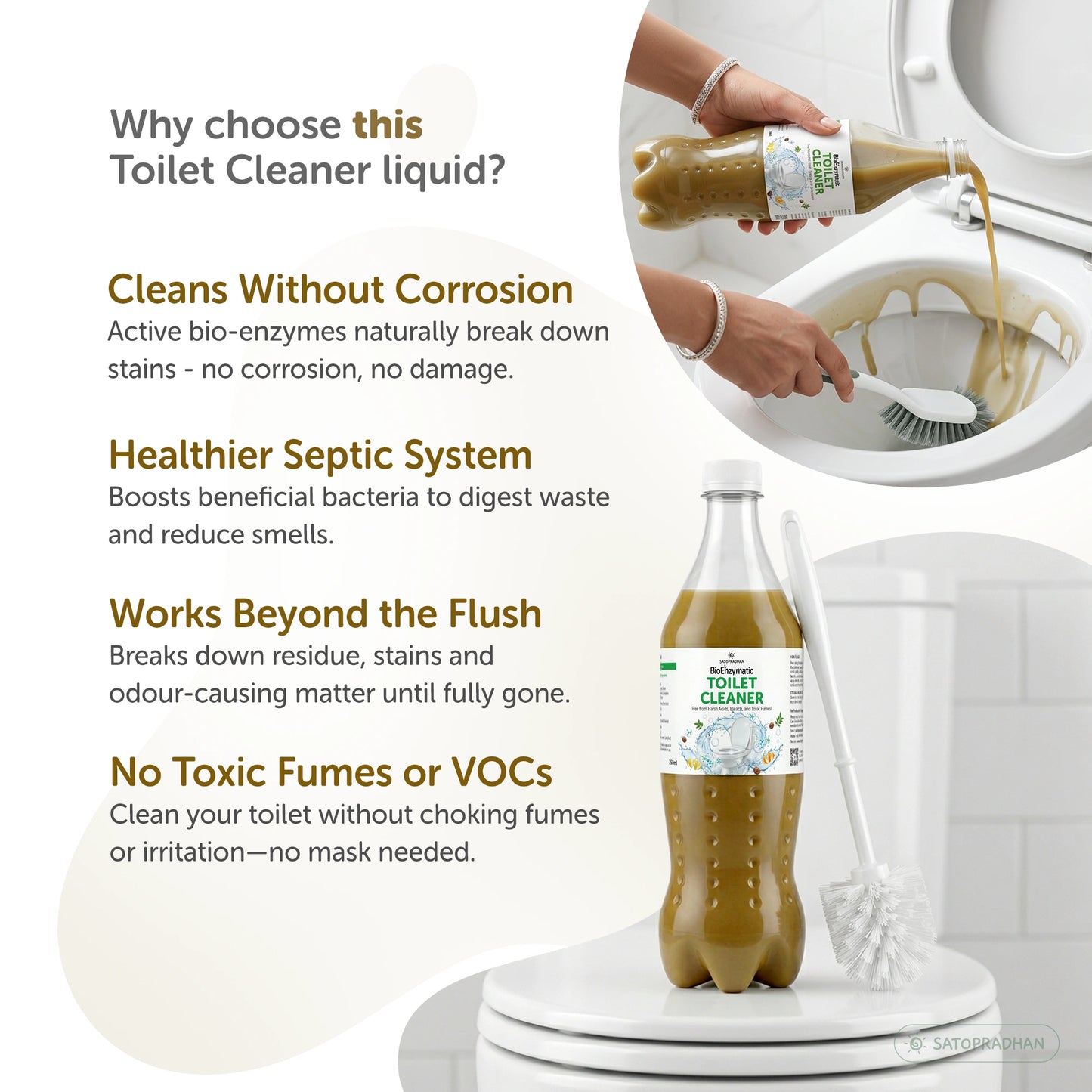 Natural Bioenzyme Toilet Cleaner 750ml - Chemical-Free, Eco-Friendly & Septic-Safe Toilet Bowl Cleaner