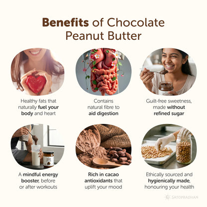 Dark Chocolate Peanut Butter 500g - Crunchy & Sweetened with Jaggery - Healthy Chocolate Spread