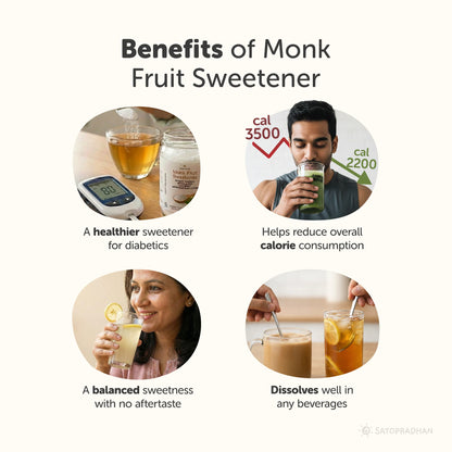 Monk Fruit Sweetener Powder with Allulose 450g - Plant-Based Sugar Substitute - Keto & Diabetic-Friendly - 1:2 Sugar Replacer