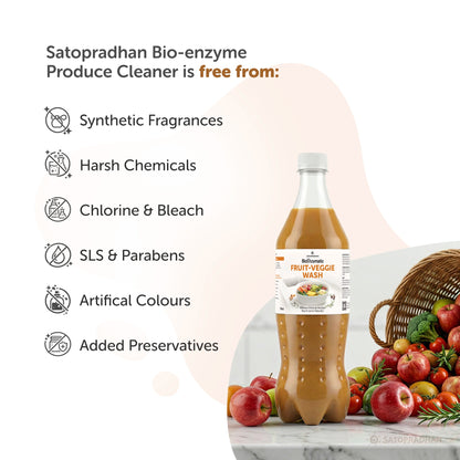 Natural Fruit & Vegetable Wash 750ml - Bioenzyme Based Produce Cleaner - Chemical-Free Vegetable Wash Liquid Cleaner