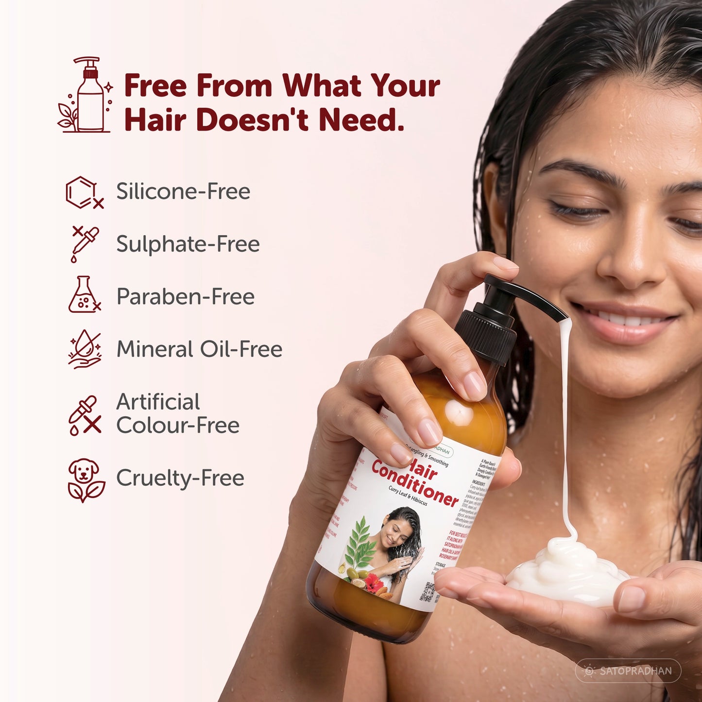 Moisturizing Hair Conditioner 200ml Glass Bottle - Post Wash Hair Conditioner - Nourishes & Detangles Hair - Best for Dry & Damaged Hair