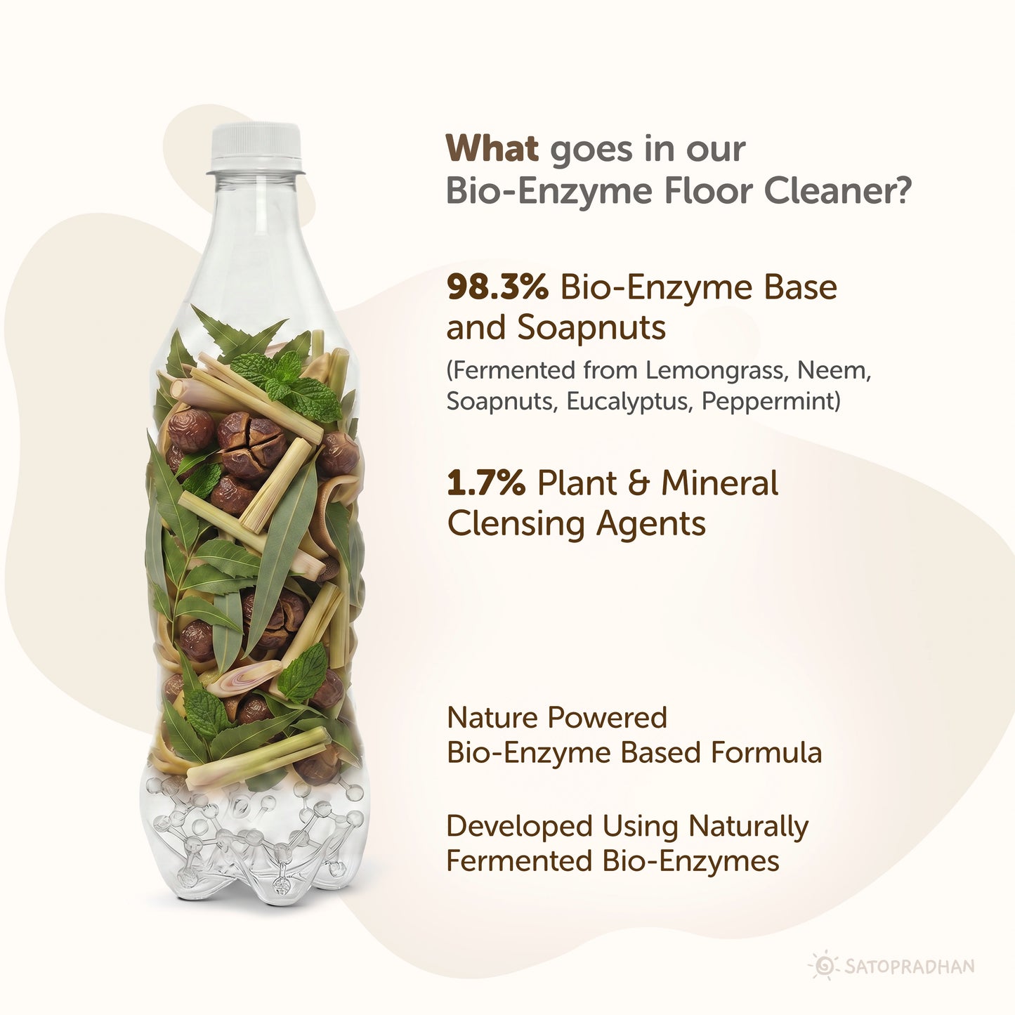 Natural Floor Cleaner Liquid 750ml- Bio-Enzyme Based, Non-Toxic & Eco-Friendly - Safe for Kids & Pets - Floor Cleaner Concentrate