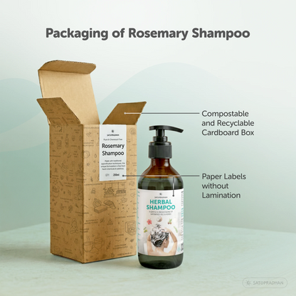 Saponified Rosemary Shampoo 200ml Glass Bottle - Mild, Natural & Eco-friendly - For Normal to Oily Hair Types - Sulphate & Paraben-free