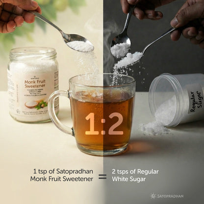 Monk Fruit Sweetener Powder with Allulose 450g - Plant-Based Sugar Substitute - Keto & Diabetic-Friendly - 1:2 Sugar Replacer