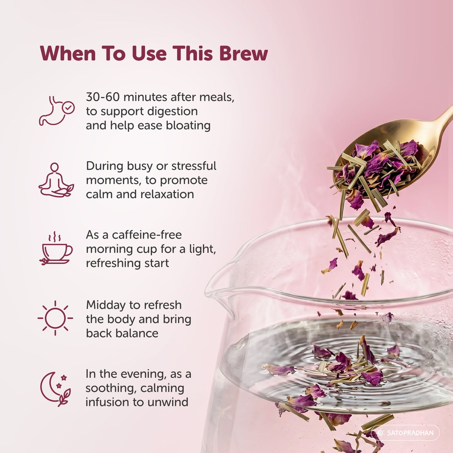Lemongrass & Rose Herbal Infusion for Digestion, Relaxation & Skin Health - Caffeine-Free Loose Leaf Floral & Citrus Blend – 25g