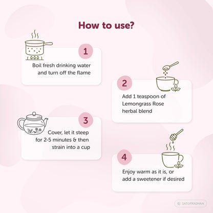 Lemongrass & Rose Herbal Infusion for Digestion, Relaxation & Skin Health - Caffeine-Free Loose Leaf Floral & Citrus Blend – 25g