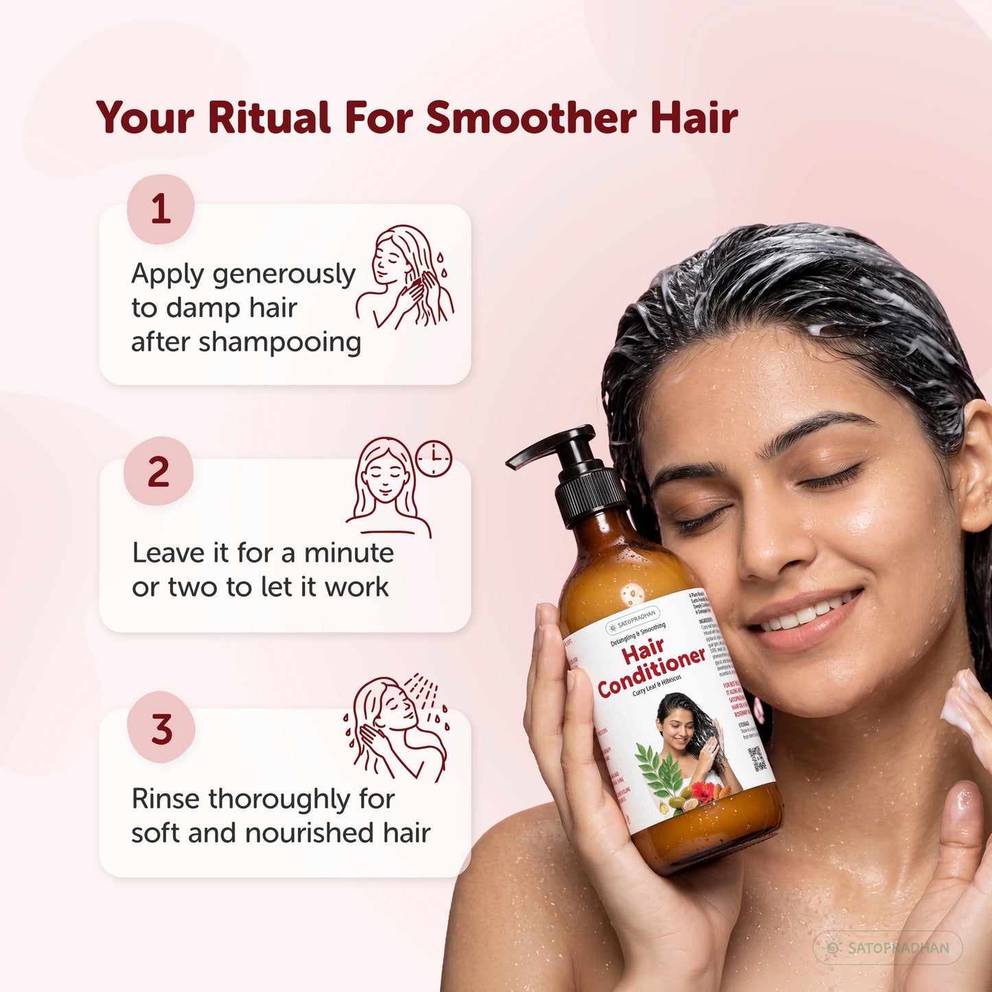 Moisturizing Hair Conditioner 200ml Glass Bottle - Post Wash Hair Conditioner - Nourishes & Detangles Hair - Best for Dry & Damaged Hair