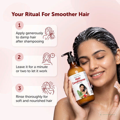 Moisturizing Hair Conditioner 200ml Glass Bottle - Post Wash Hair Conditioner - Nourishes & Detangles Hair - Best for Dry & Damaged Hair