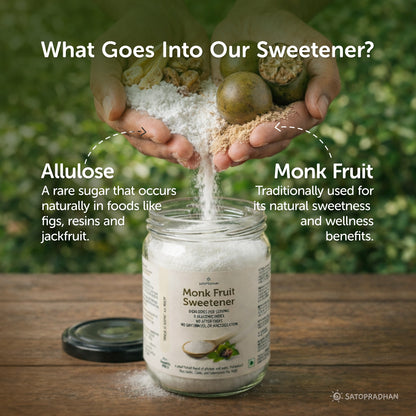 Monk Fruit Sweetener Powder with Allulose 450g - Plant-Based Sugar Substitute - Keto & Diabetic-Friendly - 1:2 Sugar Replacer
