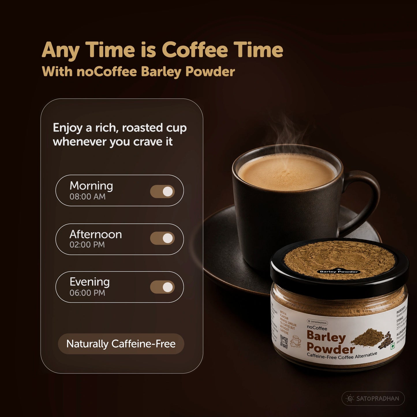 noCoffee Barley Powder - 100g-Naturally Caffeine-Free Coffee Alternative - Roasted Nutty Wellness Drink