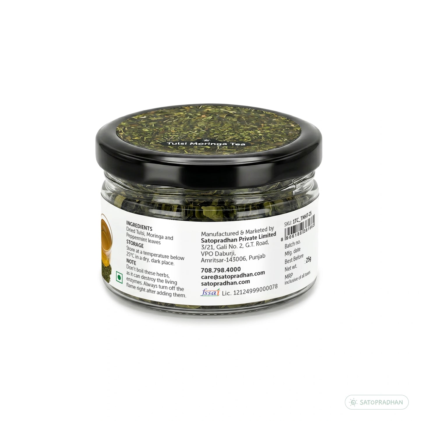 Tulsi Moringa Herbal Infusion 25g – Caffeine-Free Loose Leaf Dried Herbal Blend with Peppermint for Immunity & Seasonal Cold, Cough Support