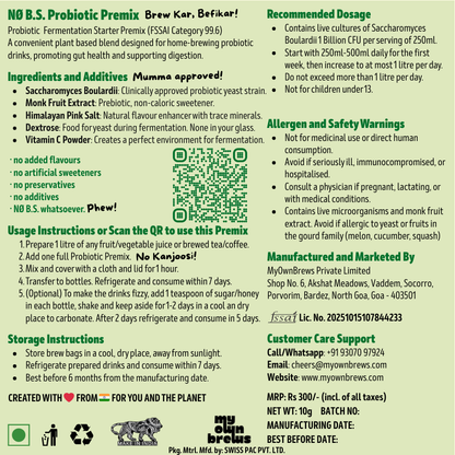 MyOwnBrews Probiotic Soda Premix | Gut Health | 1-Hour Fermentation | FSSAI Certified