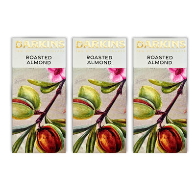DARKINS Dark Chocolate Roasted Almond 70 Percent | Dark with Almonds | Dark Chocolate Bars 3 x 50gm | Single Origin Dark Chocolate | Gluten-Free Chocolate | 50g Each (Pack of 3)