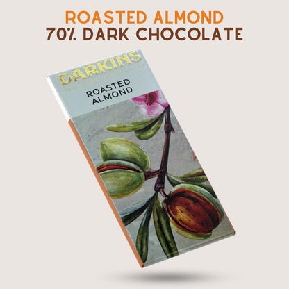 DARKINS 70% Dark Chocolate With Roasted Almonds | Dark Chocolate Bars 3x50gm | 50g Each (Pack of 3)