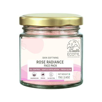 Ecotyl Rose Radiance Face Pack | Skin Glow & Brightening | 75g