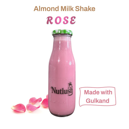 Nutlush Rose Milkshake Sugar Free | Regular (Made with Fresh Almond Milk), Pack of 2 × 300ml