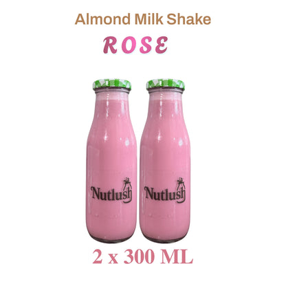 Nutlush Rose Milkshake Sugar Free | Regular (Made with Fresh Almond Milk), Pack of 2 × 300ml