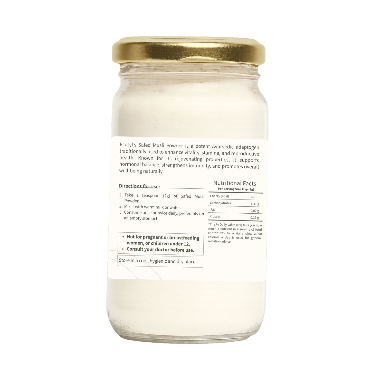 Ecotyl Safed Musli Powder | Ayurvedic Herb | 100g