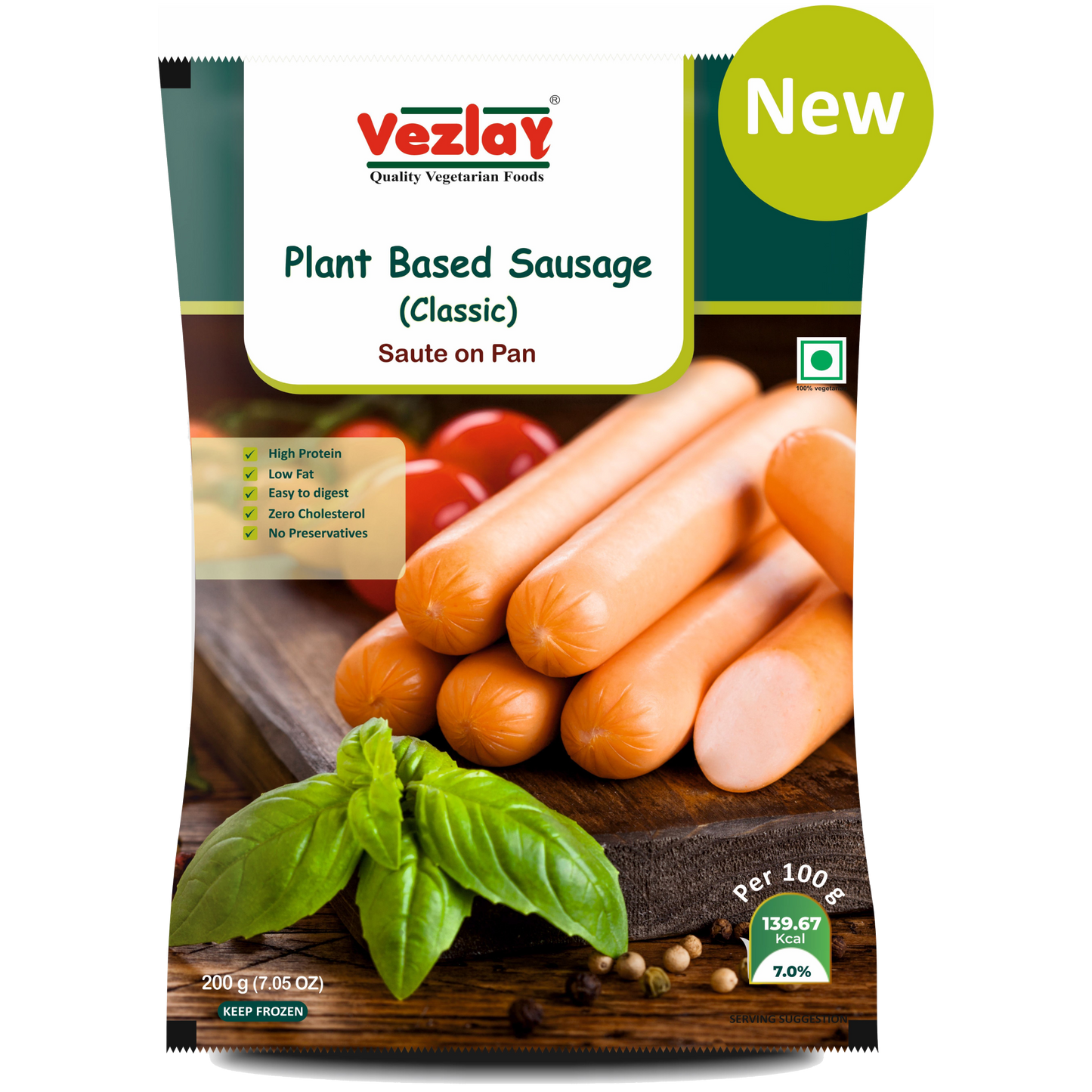 Vezlay Plant Based Sausages- Classic, 200gm