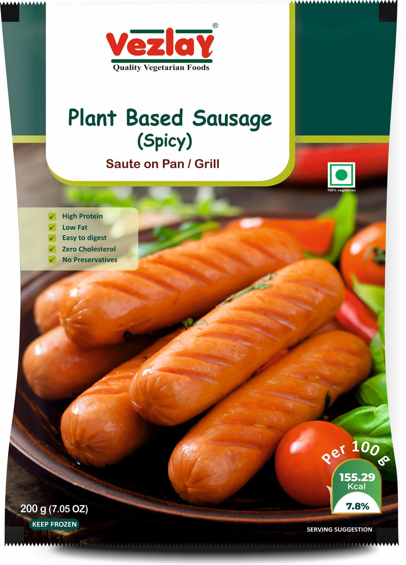 Vezlay Plant Based Sausages- Spicy, 200gm