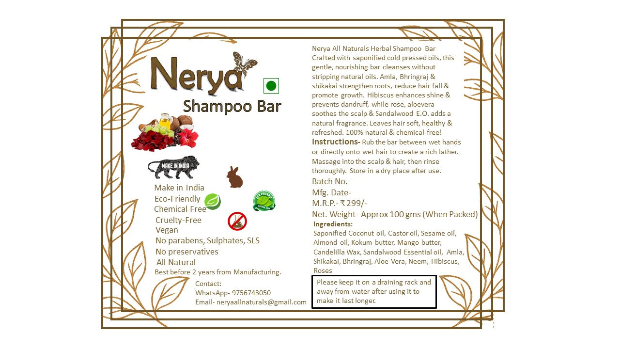 Nerya Shampoo Bar - 100gms