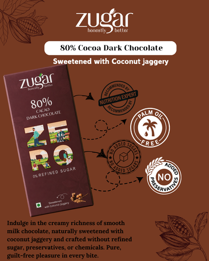 ZUGAR 80% Cacao Dark Chocolate - 45gm