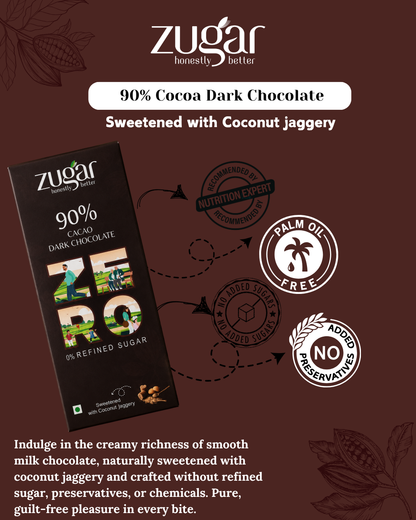 ZUGAR 90% Cacao Dark Chocolate - 45gm