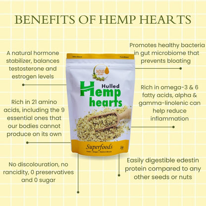 INDUS HEMP - HEMP HEARTS | Perfectly Balanced Omegas 3,6 &9 | Improves Heart Health | Plant based & Gluten-free