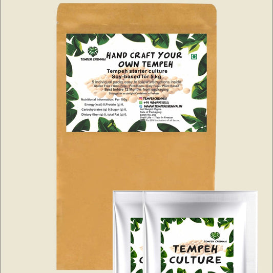 TempehChennai / Tempe Starter Culture 10 GMS  from Makers of Tempeh  Makes 5 Kilograms of Soy Tempeh