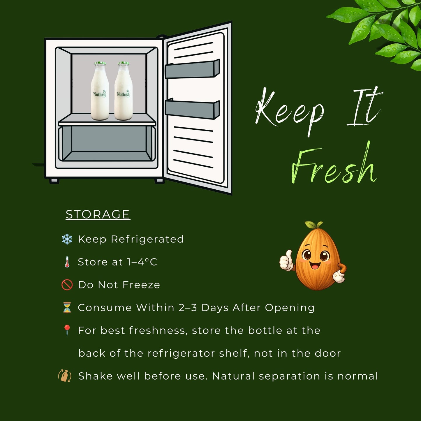 NUTLUSH Fresh Almond Milk Unsweetened | Delhi Only | Available in 1L & 2L