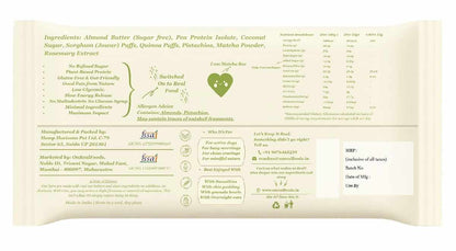 OnReal Matcha Bae Plant-Based Protein Bars (Pack of 3 x 55g Each) | 15g Protein, No Refined Sugar, High Fiber | Almond Butter, Pistachios & Matcha | Vegan, Gluten-Free | Clean Label Snack
