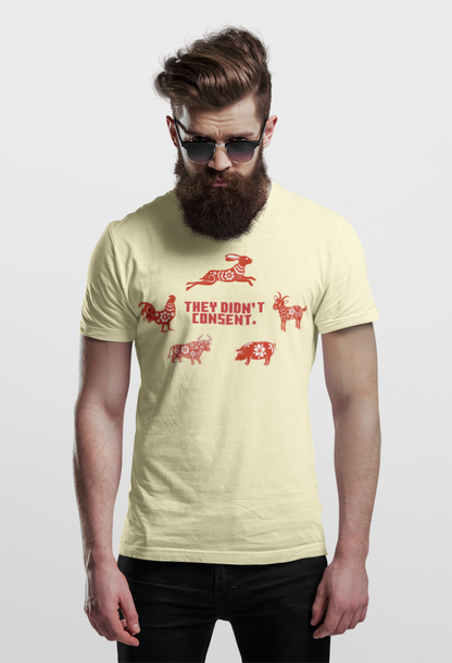 They didn't consent (red art) (male/unisex-vd-t-shirt)