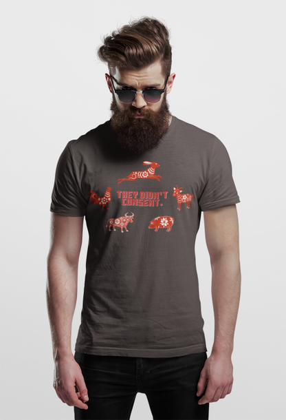 They didn't consent (red art) (male/unisex-vd-t-shirt)