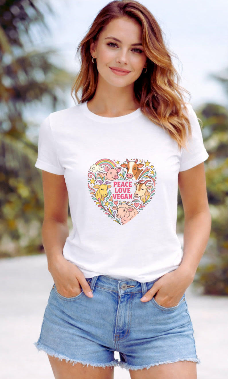 Women's T-Shirt | Peace, Love, Vegan