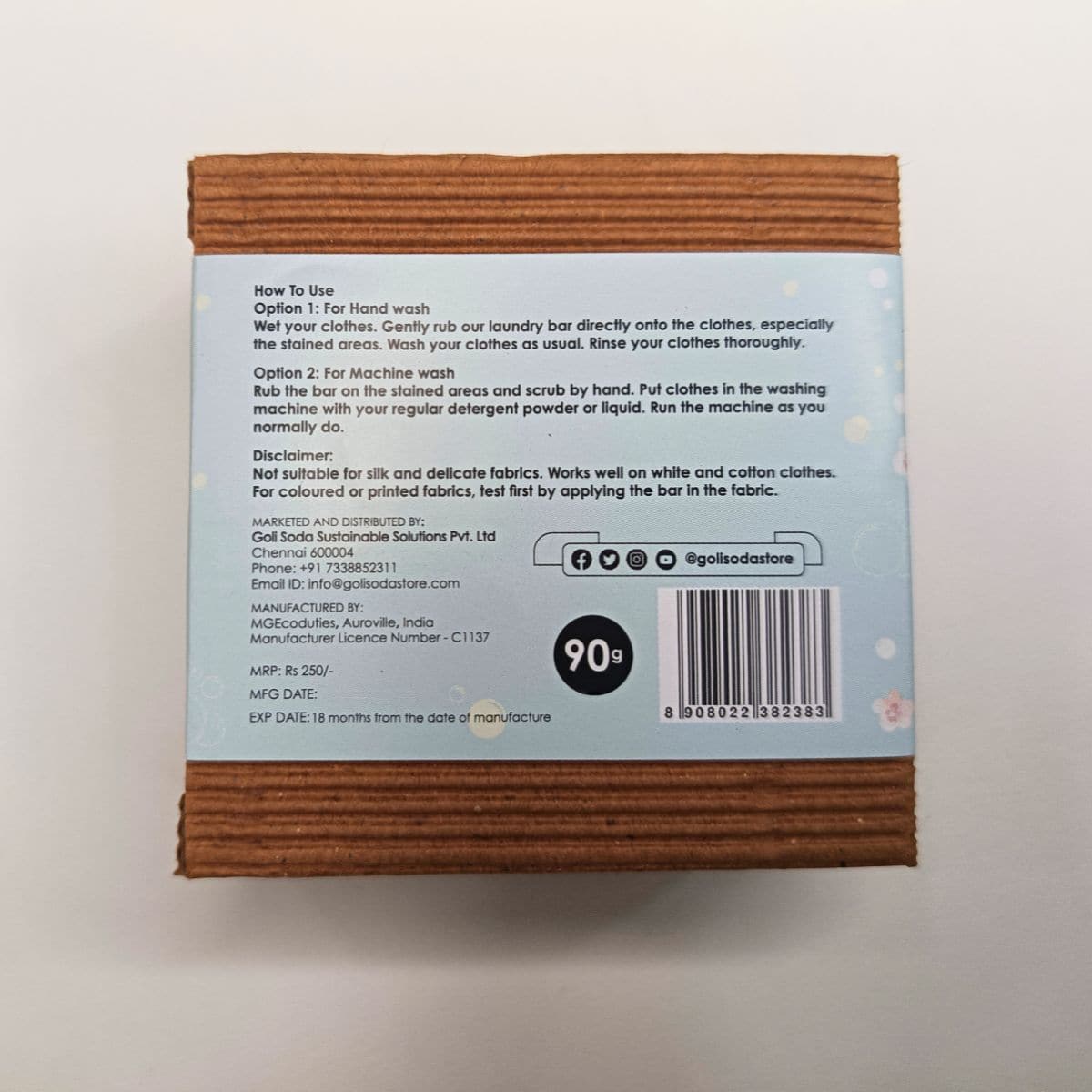 Goli Soda All Natural Probiotics Stain Removing Laundry Bar (Pack Of 1)